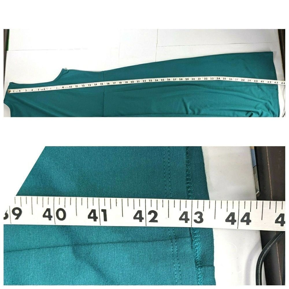 J. Jill Wearever Sleeveless Midi Dress Flowy Teal  Multi Seam Medium - Picture 9 of 11